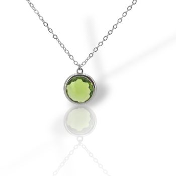 Kολιέ ασημένιο  925° επιπλατινωμένο με συνθετικό Σμαράγδι (code GEM22341)