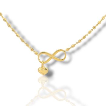 Κολιέ από επιχρυσωμένο ασήμι  925° με άπειρο και καρδιά . (code SHK905128G)