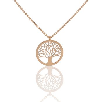 Κολιέ δεντρο της ζωης απο επιχρυσωμένο ροζ ασήμι 925° (code SHK00991R)