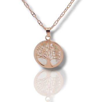 Κολιέ δεντρο της ζωής απο επιχρυσωμένο ροζ ασήμι 925° (code SHK00995R)