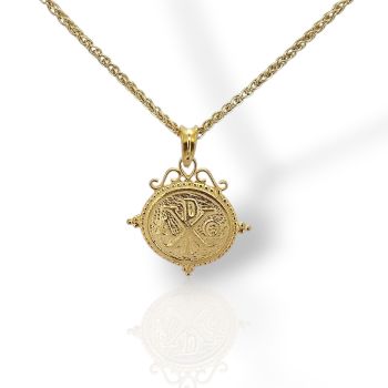 Κωνσταντινάτο Μενταγιόν από Επίχρυσο Ασήμι 925 με Αλυσίδα (code H008229)