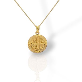 Κωνσταντινάτο Μενταγιόν από Επίχρυσο Ασήμι 925 με Αλυσίδα (code H008234)