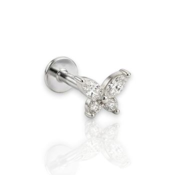 Ασημένιο Piercing Αυτιού με Ζιργκόν πεταλούδα (code FC012513)