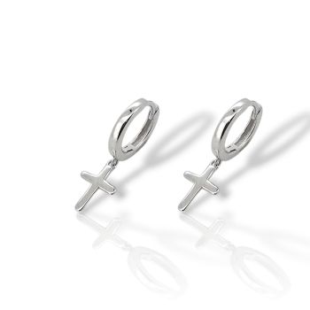 Platinum plated silver 925º cross earrings (code FC001796)