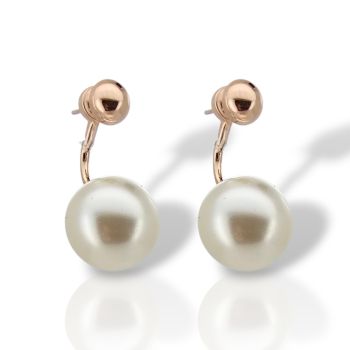 Οrecchini monachella in argento 925° rodiato con Perla (code FCM002833)