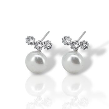 Οrecchini  in argento 925° rodiato con Perla (code FCM002835)