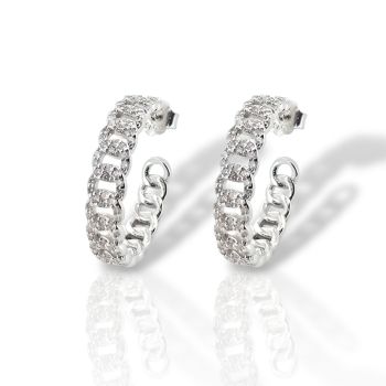 Orecchini cerchio in argento 925° rodiato (code FCM002841)