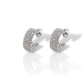 Σκουλαρίκια μισό κρικάκι απο επιπλατινωμένο ασήμι 925° (code H002856)