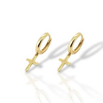 Σκουλαρίκια Σταυρός απο επιχρυσωμένο ασήμι 925° (code FC003022)