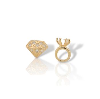 Orecchini Anello & Diamante in argento 925° Dorato (code FC006392)