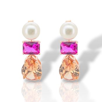 Orecchini in argento 925° dorato oro Rosa (code FC008394)