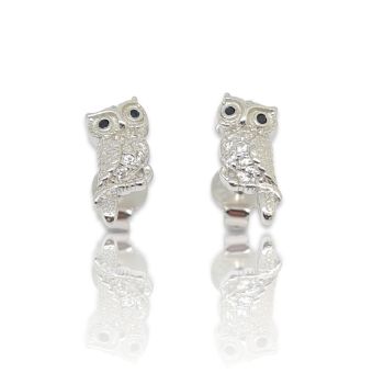 Σκουλαρίκια Κουκουβάγια απο επιπλατινωμένο ασήμι 925° (code FC008488)