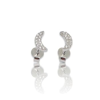 Σκουλαρίκια μισοφέγγαρο απο επιπλατινωμένο ασήμι 925° (code FC008494)