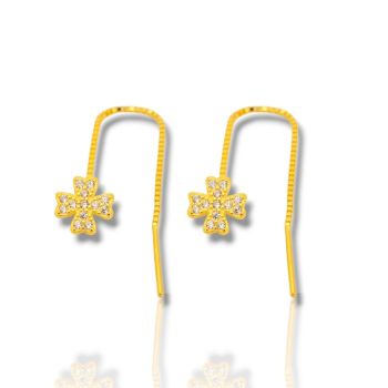 Orecchini in argento 925 placcato oro a forma di quadrifoglio. (code FC008774)