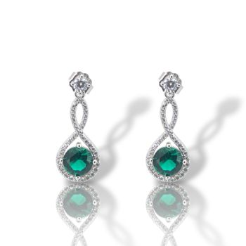 Orecchini in argento 925° rodiato con zirconi cubici e smeraldi sinthetici (code FC012445)