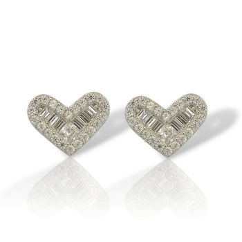 Σκουλαρίκια καρδιά απο επιπλατινωμένο ασήμι 925°  (code FC012884)