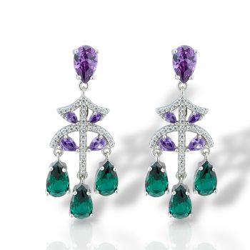 Σκουλαρίκια κρεμαστά απο επιπλατινωμένο ασήμι 925° (code FC013147)