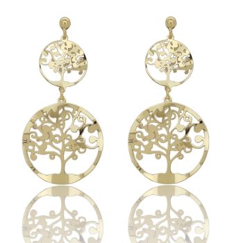 Σκουλαρίκια δέντρο της ζωής απο επιχρυσωμένο ασήμι 925° (code SHK001336G)