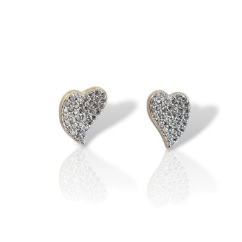 Orecchini cuori in argento 925° dorato con zirconi cubici (FC004650)