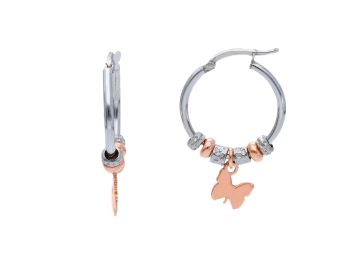 Σκουλαρίκια πεταλούδα απο επιπλατινωμένο και επιχρυσωμένο ασήμι 925° (code S240058)