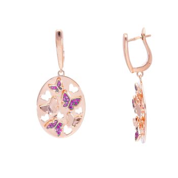 Orecchini a farfalla in argento rosa placcato oro 925° (cod. S242934)