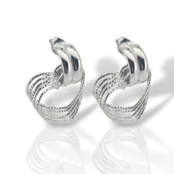 Σκουλαρίκια καρδιές απο επιπλατινωμένο ασήμι 925° (code SVX2500867)