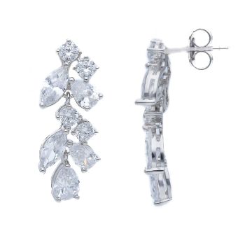 Eleganti Orecchini Pendenti in Argento 925 con Composizione Multiforme di Zirconi (code S282632)
