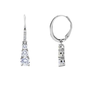 Orecchini Pendenti in Argento 925 con Tre Zirconi (code S294552)