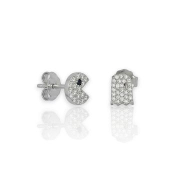 Orecchini PACMAN in argento 925° rodiato 