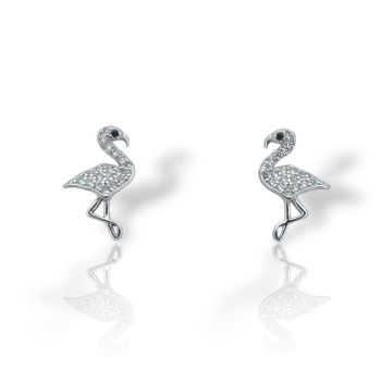 Σκουλαρίκια φλαμίνκγο απο επιπλατινωμένο ασήμι 925° (code FC002176)