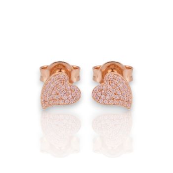 Orecchini cuori in argento 925° dorato con zirconi cubici