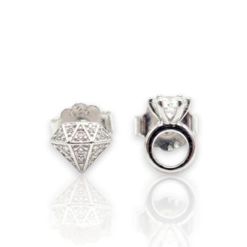 Orecchini Anello & Diamante in argento 925° rodiato