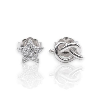Orecchini Stella & Nodo  in argento 925° rodiato