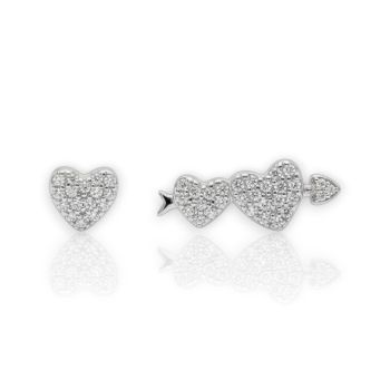 Orecchini cuore in argento 925° rodiato