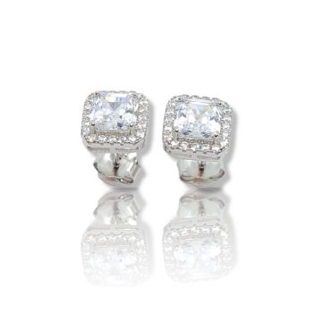 Σκουλαρίκια επιπλατινωμένα απο ασήμι 925° με λευκά ζιργκόν (code FC007004)