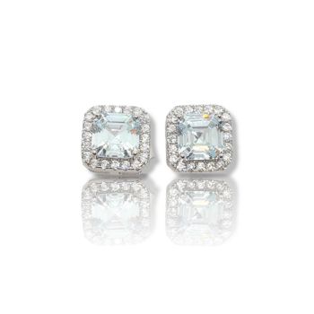 Σκουλαρίκια επιπλατινωμένα απο ασήμι 925° με λευκά ζιργκόν (code FC007006)