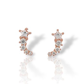 Orecchini a stella cadente in argento 925 placcato oro rosa.  (code FC008126)