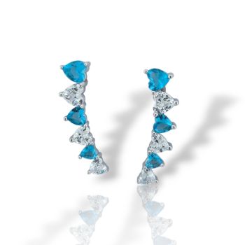 Orecchini in argento 925° rodiato con zirconi cubici e topazio blu suntetico (code FC009377)