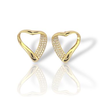 Επιχρυσωμένα σκουλαρίκια καρδούλες 925º με ζιργκόν (FC011669)
