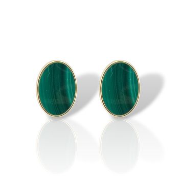 Orecchini in Argento Placcato Oro con Malachite Naturale (FC013938)