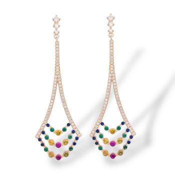 Σκουλαρίκια απο ροζ επιχρυσωμένο ασήμι 925° (code GEM23519)