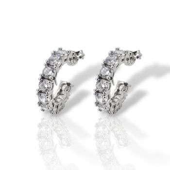 Σκουλαρίκια μισό κρικάκι απο επιπλατινωμένο ασήμι 925° (code H002853)