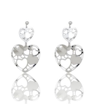 Σκουλαρίκια καρδούλες απο επιπλατινωμένο ασήμι 925° (code SHK001366)