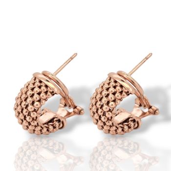 Σκουλαρίκια μισό κρικάκι απο ροζ επιχρυσωμενο ασήμι 925° (code SVX2101614)