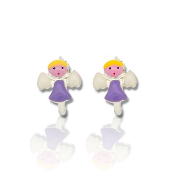 Σκουλαρίκια κρίκοι αγγελάκι απο επιπλατινωμένο ασήμι 925° (code TX002858)