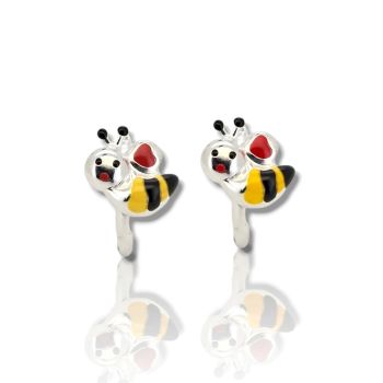 Σκουλαρίκια κρίκοι Μέλισσα απο επιπλατινωμένο ασήμι 925° (code TX002859)