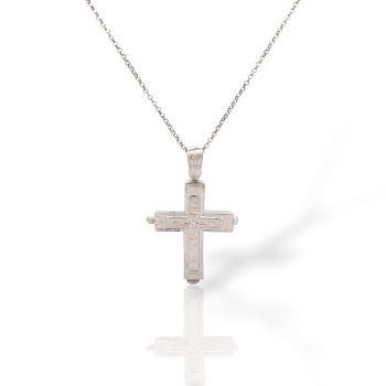 Ασημένιο Επιπλατινωμένο Φυλαχτό - Σταυρός 