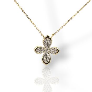 Σταυρός επιχρυσωμένος (με αλυσίδα) απο ασήμι 925° (code SHK905124G)