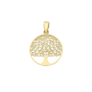Mενταγιόν απo κίτρινο χρυσό Κ14 με το δέντρο της ζωής  (code S201871)