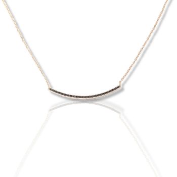 Κολιέ μπάρα απο ροζ χρυσό κ9 με μαύρα ζιργκόν (code M2277)